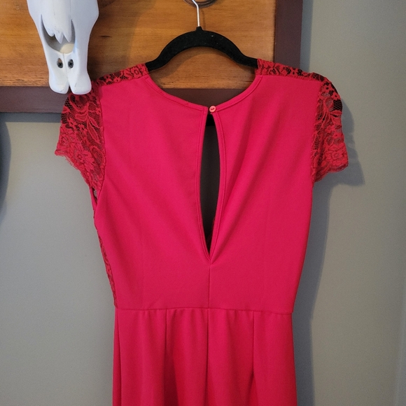 Fashion Nova New Lovely Lace Jumpsuit Red Size M - Picture 6 of 13